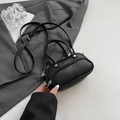 Mini black hobo bag in lychee texture with silver hardware and adjustable strap - Black without Pendant