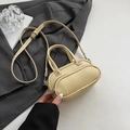 Mini pale yellow crossbody bag with litchi grain leather texture and silver hardware - Yellow Without Pendant