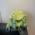 Fashionable lightweight avocado green nylon backpack with multi-pocket design for women - Green