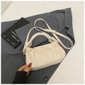 Bolso saco plisado beige con asa anudada y correa bandolera ajustable extraíble - Blanco Sin Colgante