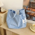 Sac fourre-tout en toile bleu clair avec lettrage blues blanc pour le quotidien - Bleu ciel