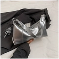 Metallic silver underarm bag with adjustable strap for stylish commuter women - No Pendant / Silver