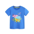 T-shirt per bambini blu reale in cotone con stampa di animali e girocollo - Blu / 2Y(90cm)