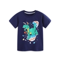 Dark blue cotton t-shirt for boys featuring a cartoon green dinosaur hatching print - 2Y(90cm) / Dark Blue