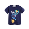 T-shirt bleu marine en coton pour enfant avec motif tennis et imprimé PLAY TIME - 2Y(90cm) / Bleu foncé