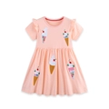 Vestido de princesa rosa para niña con bordado de helado y lunares blancos - 2Y(90cm) / Rosa con Lunares