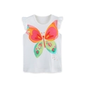 Camiseta blanca de algodón sin mangas para niña con estampado de mariposa y volantes - 2Y(90cm) / Estampado de Mariposa Blanco (5527)