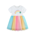 Girl's rainbow mesh princess dress with Lucky to be Me print and colorful tutu skirt - Style 1696 / 2Y(90cm)