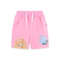 Girl's pink cotton summer shorts with floral butterfly embroidery and white drawstring - 2Y / Pink (3145)