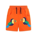 Boy's bright orange cotton sports shorts featuring colorful toucan embroidery details - 6Y (120cm) / Orange
