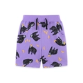 Purple girls' knit sports shorts featuring cute cartoon gorilla and banana prints - 2Y(90cm) / Purple