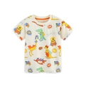 Kurzärmliges cremefarbenes Kinder-T-Shirt aus Baumwolle mit Superhelden-Tierprint - 2Y(90cm) / Off-White Cartoon Held Stil (5529)