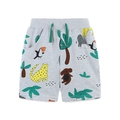 Boys grey cotton shorts with jungle animal print and green drawstring waist - 2Y / Grey Floral