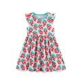 Light blue sleeveless strawberry print cotton dress for girls with ruffled shoulders - 2Y(90cm) / Light Blue Strawberry Print