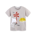 Hellgraues Kinder T-Shirt aus Baumwolle mit Sun Vibes Delfin-Print und Rundhals - 2Y / Beigegrau