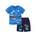 Ensemble d'été en coton pour garçons avec imprimé véhicules en bleu brillant - 2Y(90cm) / Bleu Set
