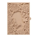 Elegant laser cut butterfly and rose invitation cover in champagne gold paper - Champagne Gold