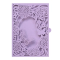 Lavender purple laser-cut wedding invitation cover with intricate floral and butterfly design - Lilac Purple