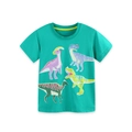 Teal boys short sleeve T-shirt featuring colorful glow-in-the-dark dinosaur prints - 2Y(90cm) / Turquoise Green