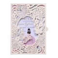 Laser cut hollow wedding invitation with floral butterfly patterns and inner card - Ivory