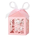 Macro shot of laser-cut butterfly hollow candy box with soft pink finish and ribbon - Regular / Pink