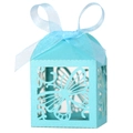 Hellblaue lasergeschnittene Schmetterling-Hochzeits-Süßigkeitenbox mit Schleife - Normal / Tiffany Blau