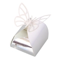 Detailed laser-cut hollow butterfly gift box in white pearlescent paper for party favors - Reflective Silver