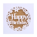 Laser cut Happy Birthday invitation card with white floral patterns and gold glitter - White Hollow Shell With Golden Inner Page / Gold