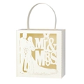 Boîte de mariage découpée au laser avec silhouettes Mr & Mrs et doublure dorée élégante - Ivoire
