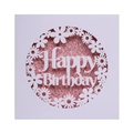 Laser cut daisy birthday invitation with pink glitter cardstock and Happy Birthday text - White Hollow Shell With Pink Inner Page / Pink