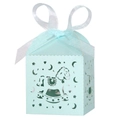 Detail of light blue hollow-out rocking horse gift box with a white ribbon bow - Pearl Pale Blue