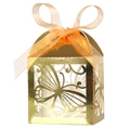 Detailansicht lasergeschnittene Schmetterling-Geschenkbox mit orangefarbenem Band - Normal / Reflektierendes Gold