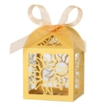 Golden laser-cut hollow sun design candy gift box with elegant chiffon ribbon bow - Gold