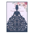 Detail of laser-cut navy blue wedding invitation cover with elegant bride silhouette - Phantom Blue