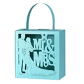 Boîte à bonbons de mariage bleu clair découpée au laser avec silhouette Mr & Mrs - Bleu Tiffany
