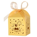 Golden hollow laser-cut rocking horse candy gift box with elegant ribbon bow - Gold