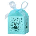 Light blue laser-cut rocking horse candy box with stars and organza ribbon bow - Tiffany Blue