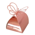 Elegant rose gold laser-cut butterfly candy box with a metallic finish for party favors - Reflective Rose Gold