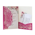 Rose red laser cut wedding invitation with glitter finish and floral interior cards - Glitter Rose Red