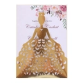 Detailed laser-cut gold wedding invitation featuring elegant female silhouette and floral design - Reflective Gold