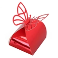 Scatola regalo rossa metallizzata con farfalla tagliata al laser per matrimoni e feste - Rosso Brillante Riflettente