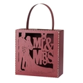 Sac cadeau de mariage bordeaux découpé au laser avec silhouette Mr & Mrs et poignées - Rouge Foncé