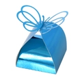 Elegant blue laser-cut butterfly favor box with a metallic pearlescent finish for parties - Reflective Blue