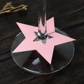 Marcadores de copas de vino estrella rosa en papel perlado para decoración de fiestas - 50 Unidades/Paquete (7cm) / Rosa