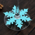 Blue snowflake wine glass place card for Christmas table decorations and holiday parties - Cyan Blue