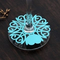 Laser cut lake blue wine glass place cards with geometric hollow pattern for wedding decor - Tiffany Blue
