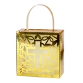 Elegant gold hollow cross candy box for wedding favors with decorative laser cut pattern - 7*6.7*3.5CM / Reflective Gold