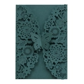 Exquisite laser-cut dark green wedding invitation card with 3D butterfly floral pattern - Ink Green
