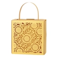 Detailed laser-cut sunflower pattern on a gold metallic gift box with a top handle - Gold