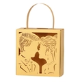Χρυσό κουτί δώρου γάμου laser-cut με σιλουέτα ζευγαριού και κομψά χερούλια μεταφοράς - Χρυσό